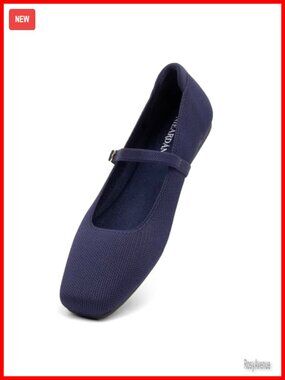 Womens Ballet Flats Square Toe Slip On Knit Mary Jane Comfy Casual Work Shoes
